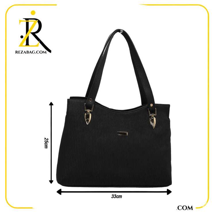 کیف زنانه راه‌راه یراق‌دار خارجی با بافت خاص و یراق فلزی محکم – مناسب خرید عمده از کیف رضا