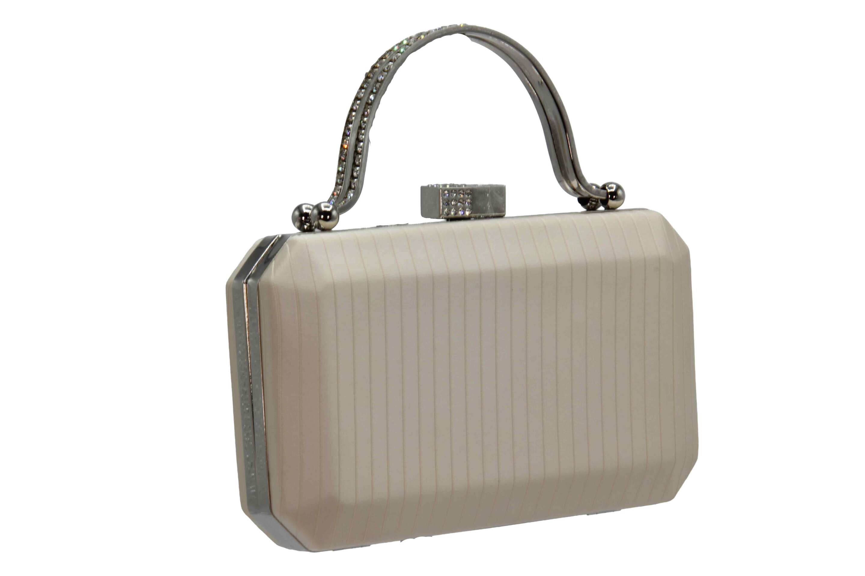  کیف زنانه پاس مجلسی دهنه‌دار راه‌راه با بند زنجیری | خرید عمده کیف 