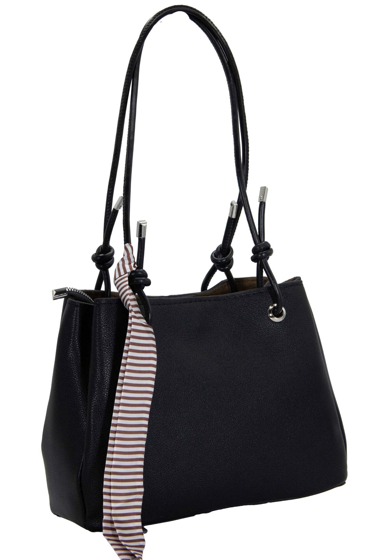  خرید کیف دوشی زنانه شرانگ ابریشمی مدل بند گره‌ای — رنگ مشکی - چمدان رضا 